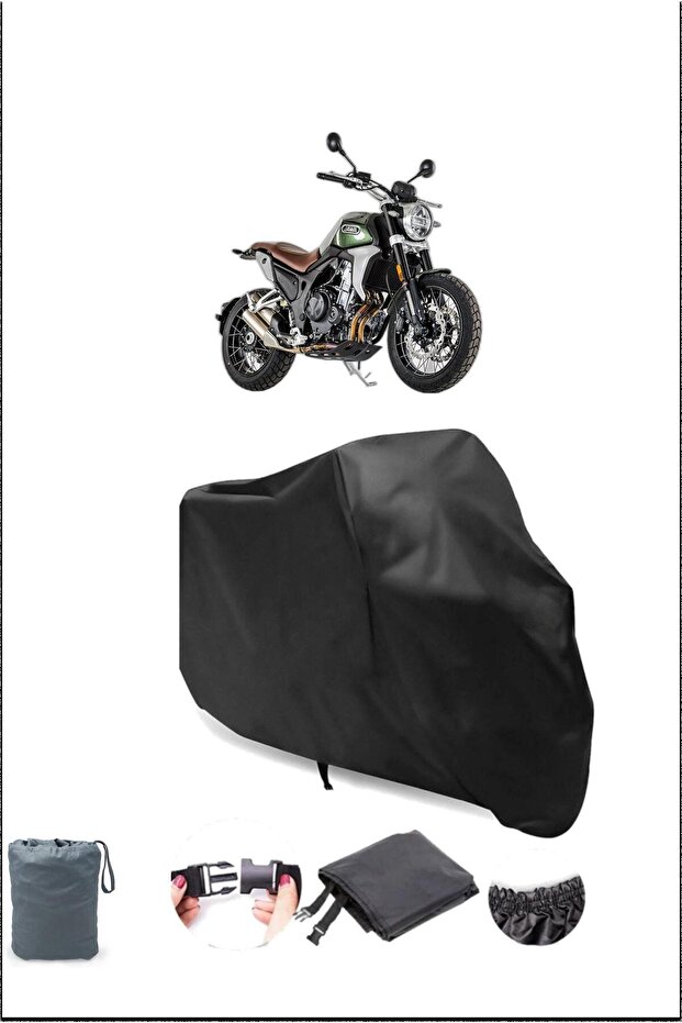 Black Rear Bag and Lock Compatible Motorcycle Tarpaulin for Jawa Rvm 500 Adventure, Safe