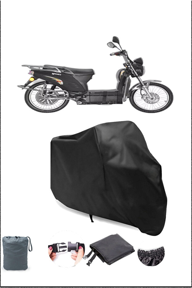 Black Yuki Yk-22 Wind Waterproof Durable Motorcycle Cover