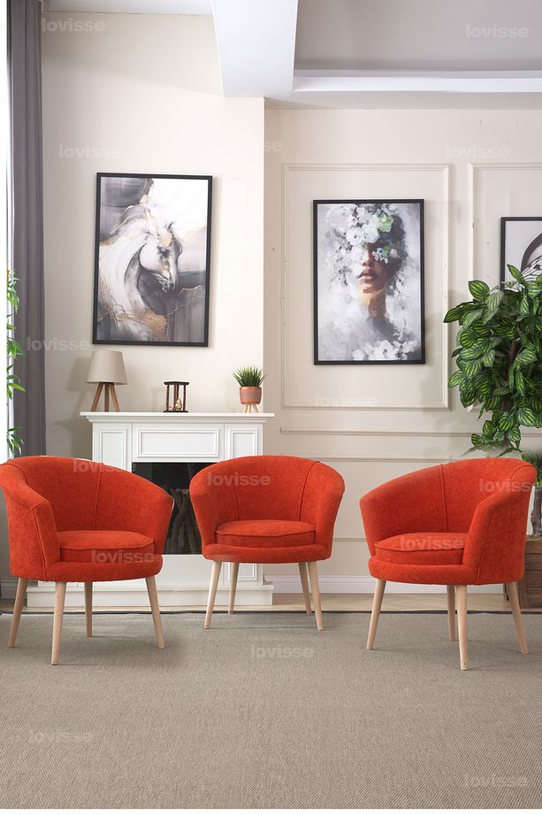 Turuncu Milano Berjer Tekli Koltuk, Cafe, Ofis, Balkon, Bekleme, Kuaför, Çay Seti - 7