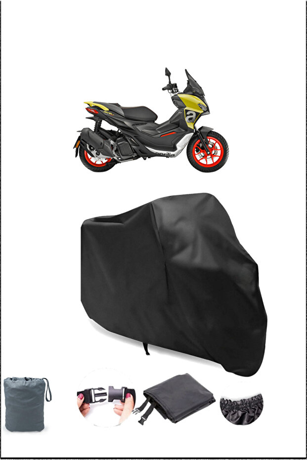 غطاء دراجة نارية أسود مقاوم للماء من أبريليا Sr Gt 125