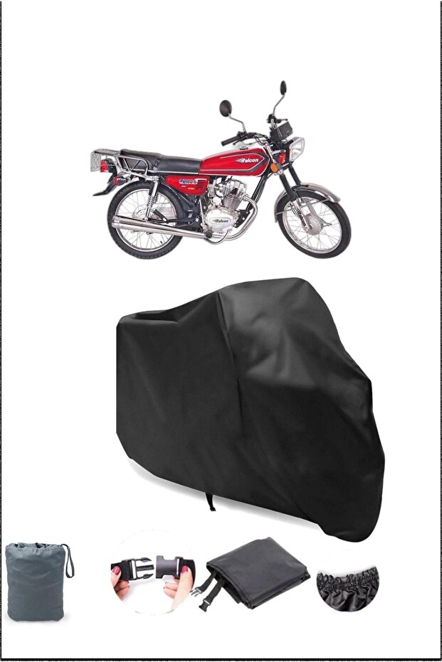 غطاء دراجة نارية أسود FALCON Attack 100 مقاوم للماء ومتين - 1