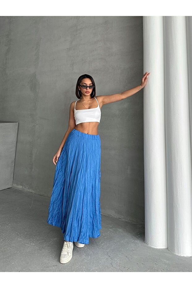 Women's Wrinkled Modal Textured Soft Long Skirt