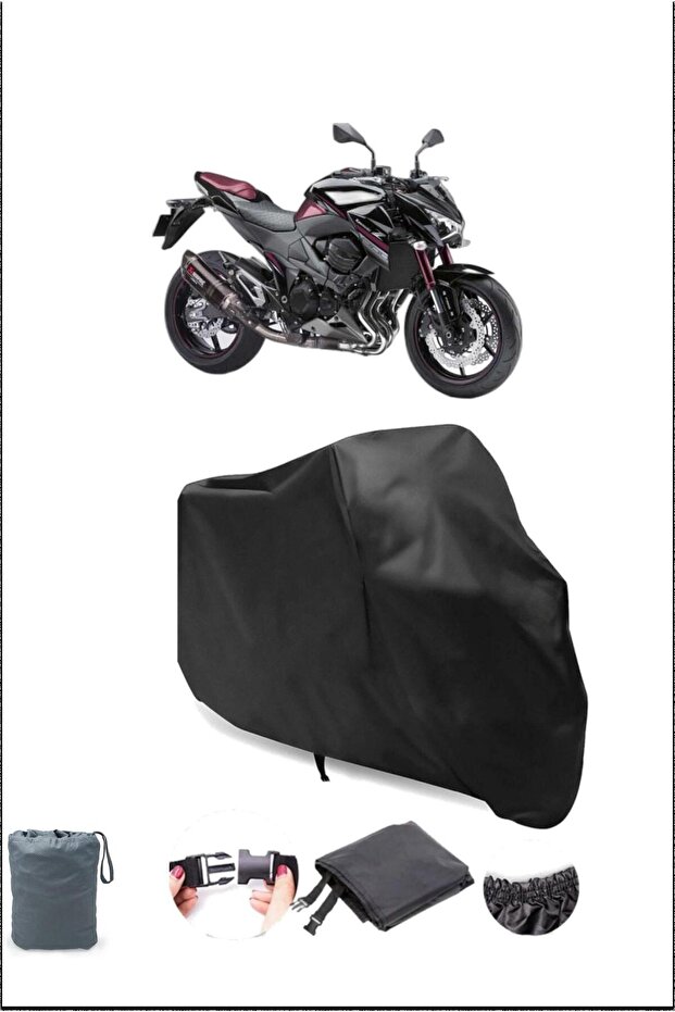 Kawasaki Z 800 Rear Bag Compatible Black Motorcycle Tarpaulin Waterproof Durable Fabric