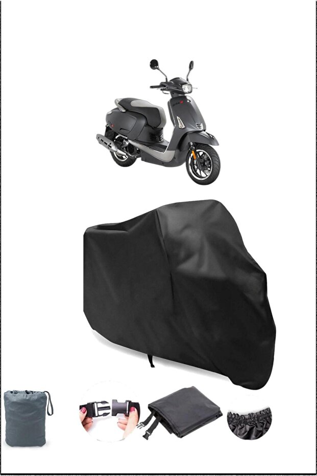 Black Kymco Like 125 Rear Bag Compatible Motorcycle Tarpaulin Waterproof Durable Fabric