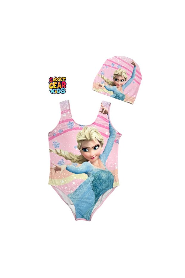 Boned Swimsuit with Print Detail for Girl