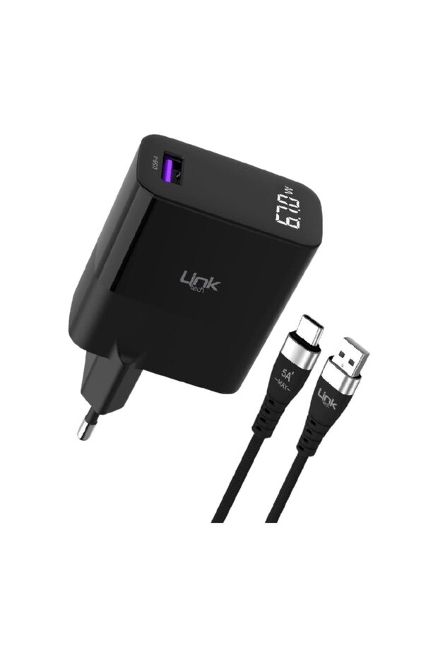 Link Tech G860 Premium USB-A'dan Tip-C'ye Kablolu 67W Süper SI GaN Adaptörü - 3