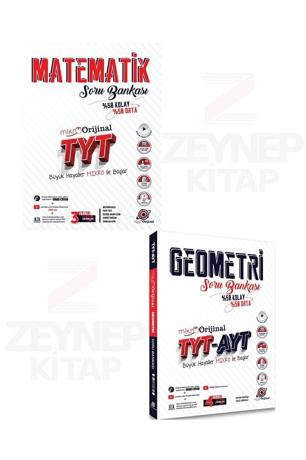 Orijinal Yayınları TYT-AYT Geometri Mikro Orijinal ve TYT Matematik Mikro Orijinal Soru Bankası Set - 1