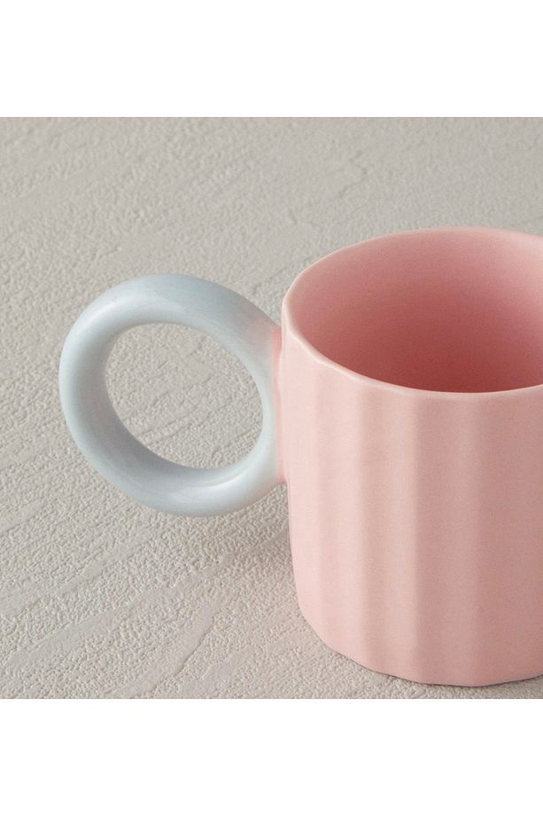 Angled New Bone China 2 Parça 2 Kişilik Kahve Fincan Takımı 90 Ml Açık Pembe - 3