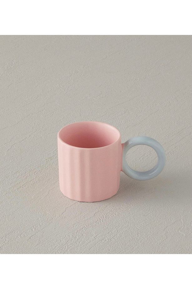 Angled New Bone China 2 Parça 2 Kişilik Kahve Fincan Takımı 90 Ml Açık Pembe - 2