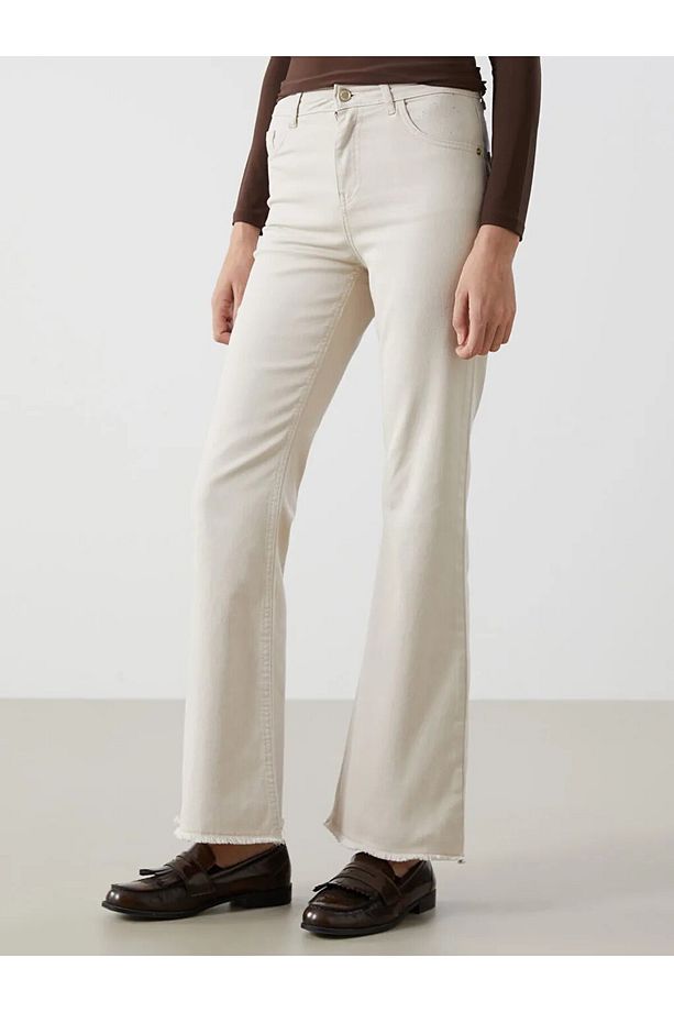 LCW Jeans Bej Mars Flare Kadın Jean Pantolon - 2