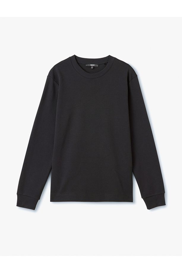 Bisiklet Yaka Pamuklu Pike Kumaş Basic Sweatshirt - 3