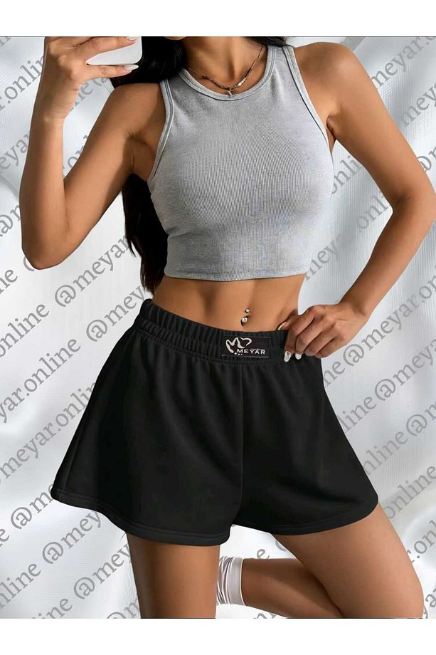 Overlap Waist Space Dye Eşofman Şortu - 3