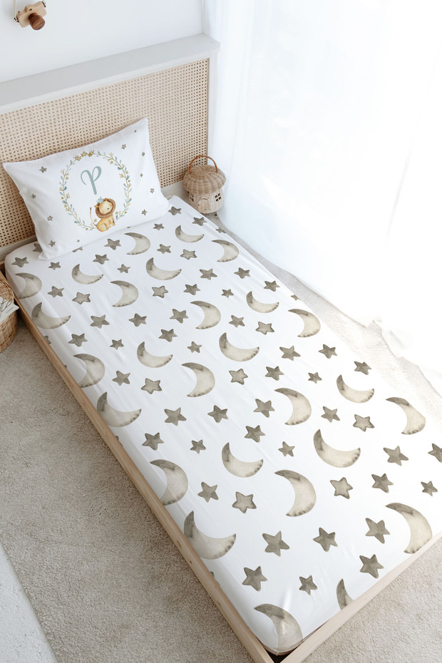 Little Lion Series Single Fitted Sheet Set - Letter P