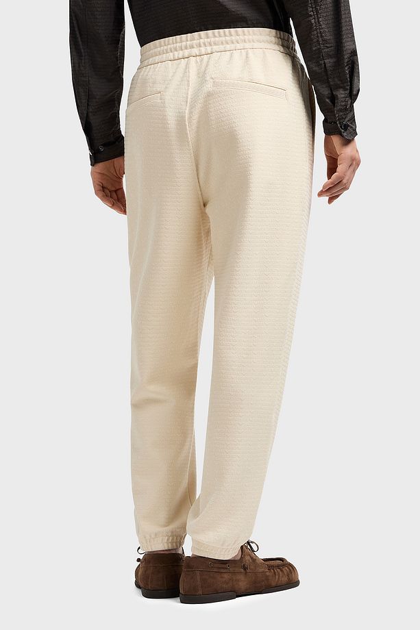 Jakarlı Streç Pamuklu Regular Fit Yüksek Bel Lastikli Paça Jogger Pantolon Erkek PANT - 4