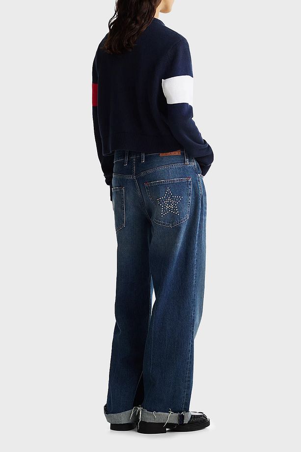 Logolu % 100 Pamuk Relaxed Fit Bisiklet Yaka Örme Kazak KAZAK DW0DW19335 C1G - 2