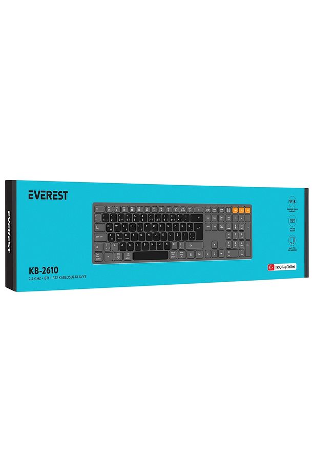 Kb-2610 Siyah-gri 2.4g Bt1 Bt2 Üçü Bir Arada 3 In 1 Q Kablosuz Klavye - 7