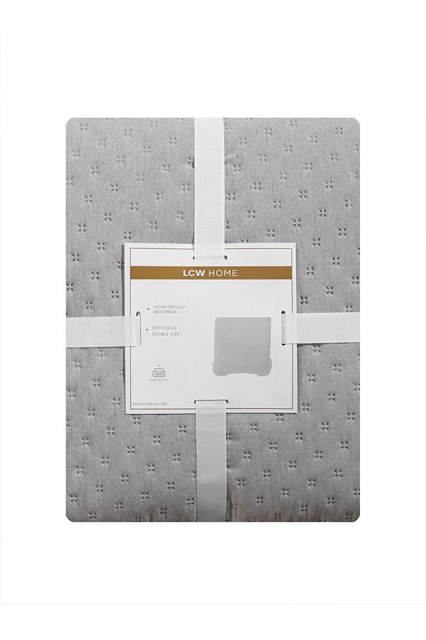 LCW HOME Gri Tomurcuk Desenli Çift Kişilik Yatak Örtüsü 200x220 cm - 4