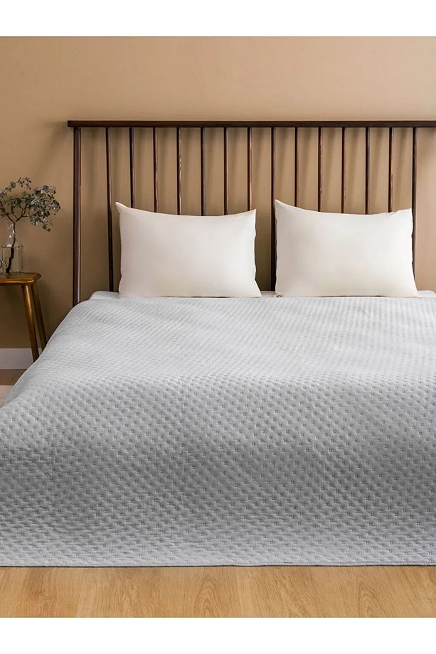 LCW HOME Gri Tomurcuk Desenli Çift Kişilik Yatak Örtüsü 200x220 cm - 1