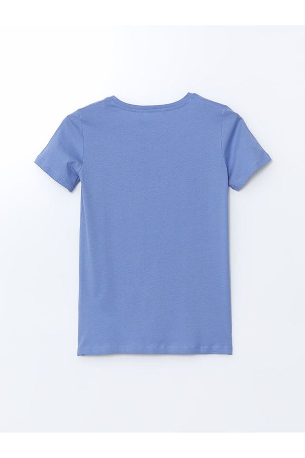 LCW DREAM Mavi Bisiklet Yaka Baskılı Kadın Şortlu Pijama Takımı - 8