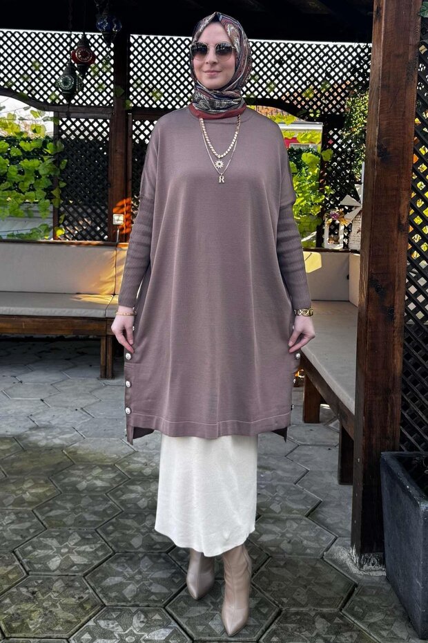 Sevda Triko Tunik Sütlü Kahve - 7