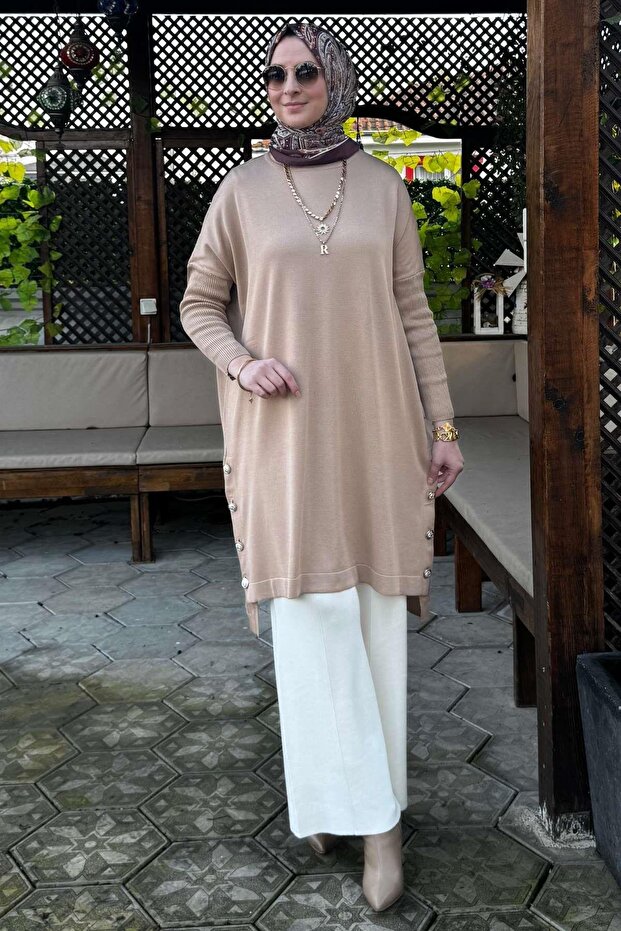 Sevda Triko Tunik Bej - 5