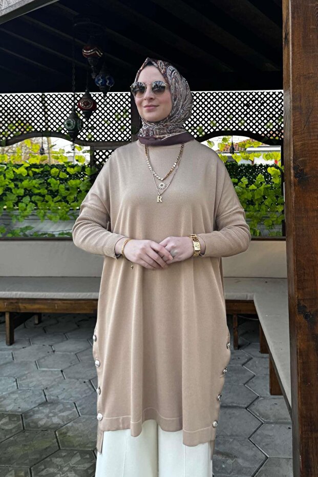 Sevda Triko Tunik Bej - 6