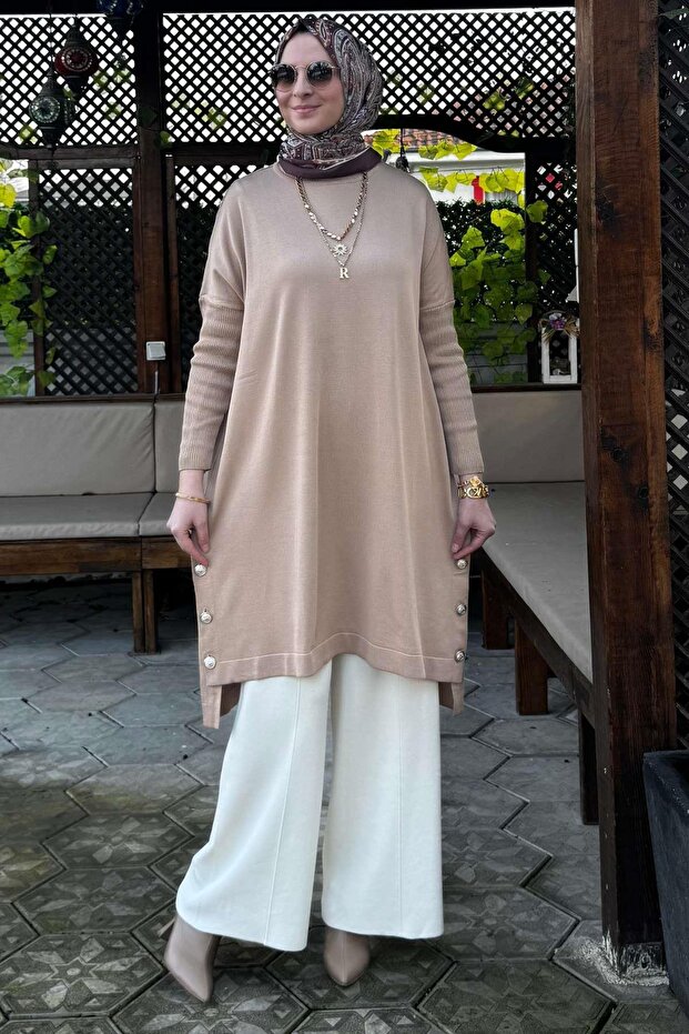 Sevda Triko Tunik Bej - 1