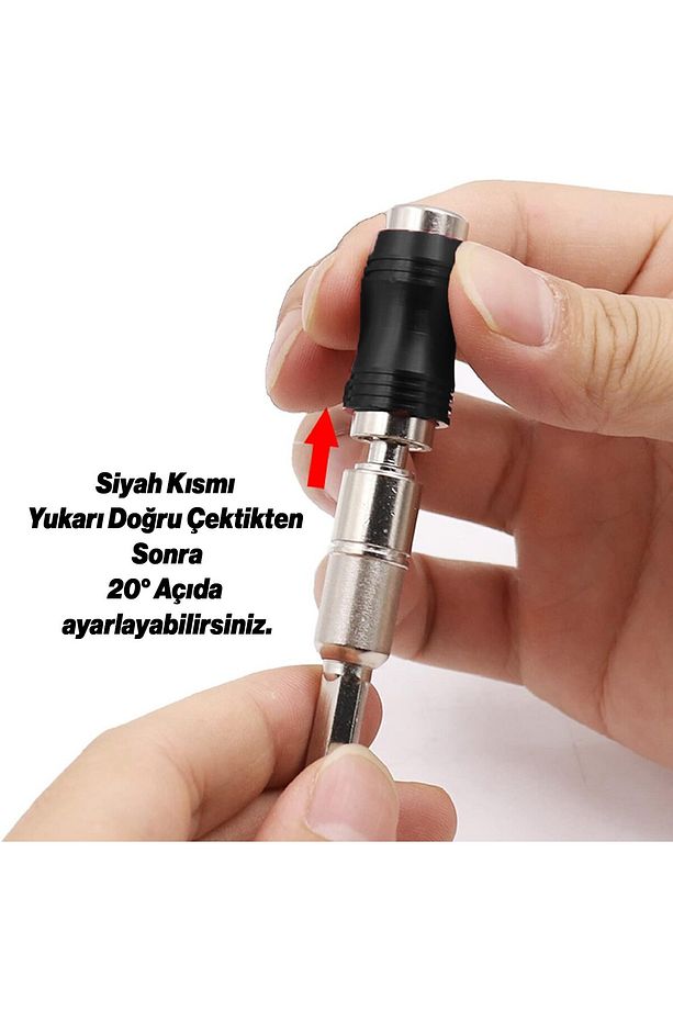 Açılı Oynar Başlıklı Bits Uç 1/4" 90 mm Manyetik Mıknatıslı Matkap Uyumlu 20° Lokma Ucu 1 Adet - 5