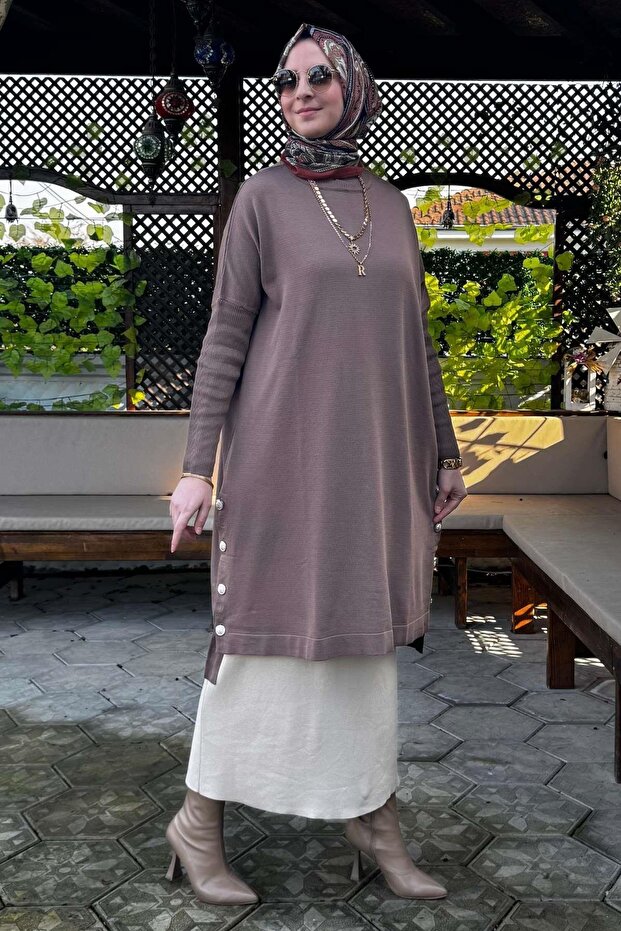 Sevda Triko Tunik Sütlü Kahve - 5