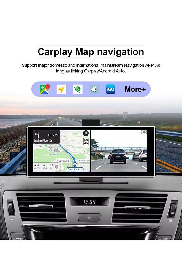 Carplay  Android Uyumlu 10.2 İnç Büyük Ekran Tak Çalıştır 4K Ön/Arka Çift Kameralı Araç Ekranı - 3