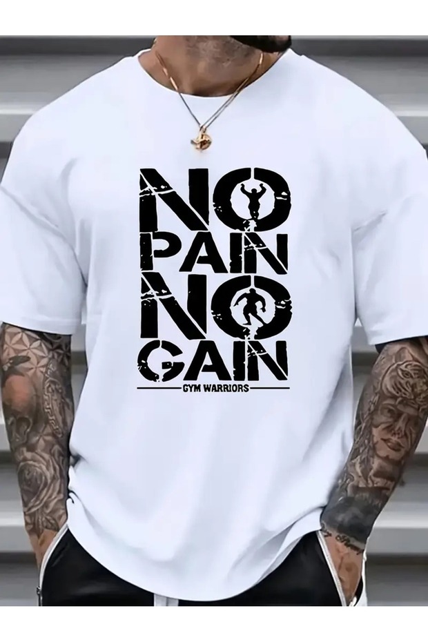 Men's Crew Neck Relaxed Fit Gym Themed Printed T-Shirt