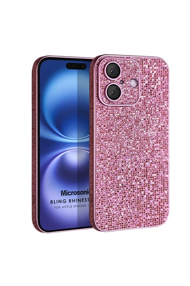 Apple iPhone 16 Plus Kılıf Bling Rhinestones Pembe - 1