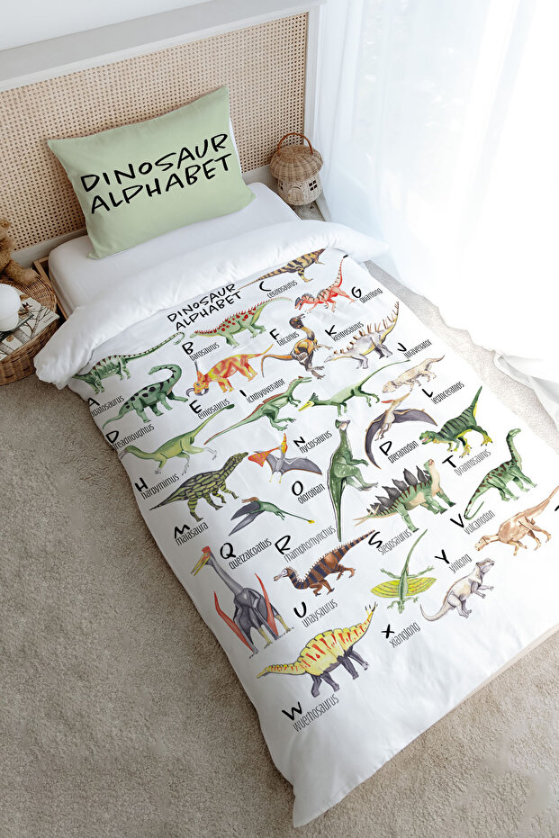 Single Duvet Cover Set (Without Sheets) 160X220 cm - Iconic Series - Dinosaur Alphabet
