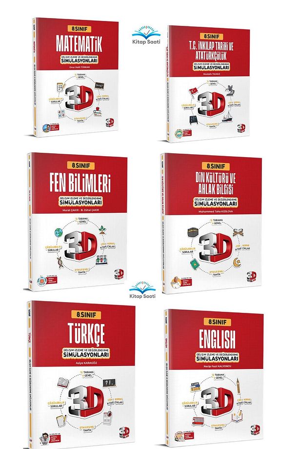 8. Sınıf LGS Tüm Dersler (M-F-T-İ-D-İ) 6'lı Simülasyon Denemeleri Seti - 1