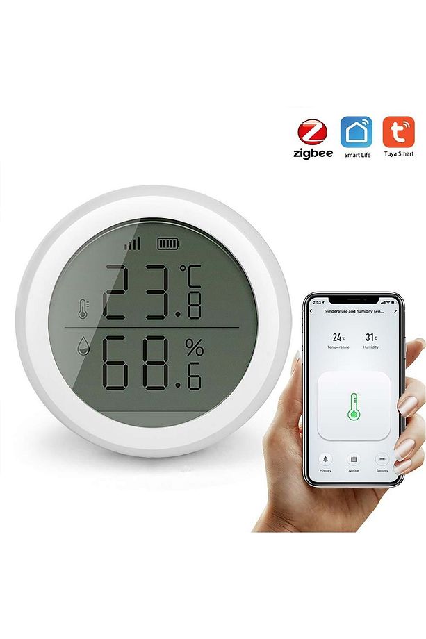 ZigBee Tuya Akıllı Yaşam Uygulaması Sıcaklık Nem Sensörü LCD Ekran APP Kontrol - 1