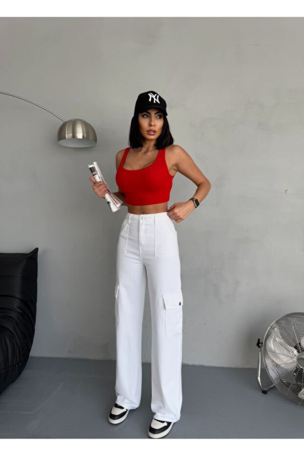 PANTALONI GABARDINE CU BOCĂLATĂ CU - 1