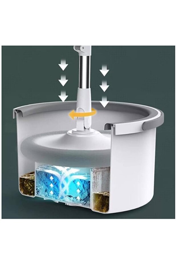 360 Degree Spin Mop and Bucket Set with Flat Design with Self-Separating Water System - 5