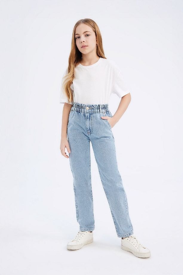 Kız Çocuk Paperbag Jogger Paça Pamuklu Jean Pantolon D7112a825sm - 2