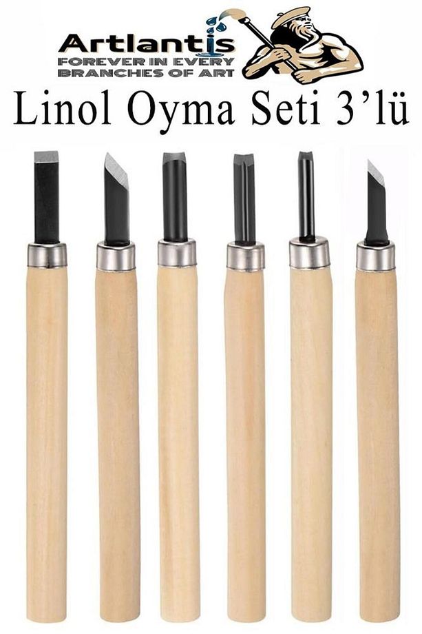 Linol Oyma Seti 13 Parça 1 Paket Linol Oyma Kesme Bıçak Seti Bıçaklı Linolyum Baskı Ahşap Saplı - 6