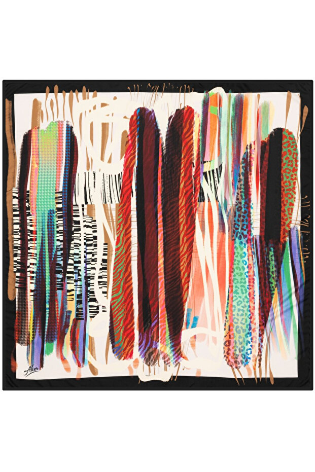 90X90 Aker Polyester Tivil Eşarp - 1