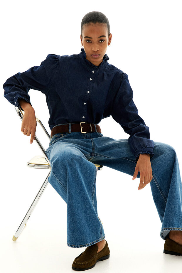 Fırfırlı Kot Bluz - 2