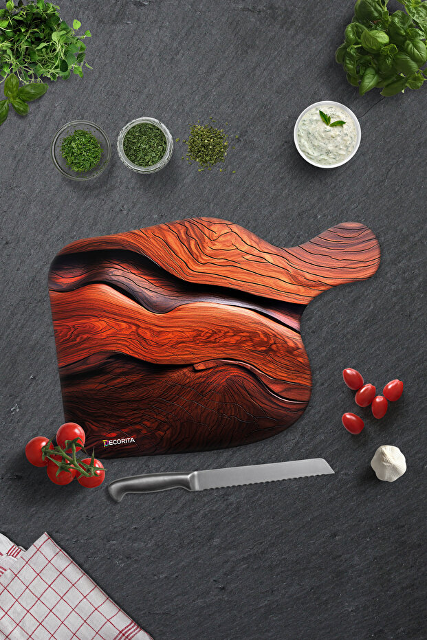 Glass Cutting Board with Handle - Glass Cutting Board | Curve | 28cm X 40cm