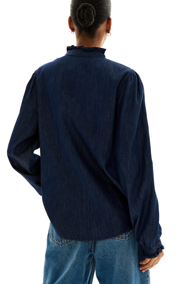 Fırfırlı Kot Bluz - 5