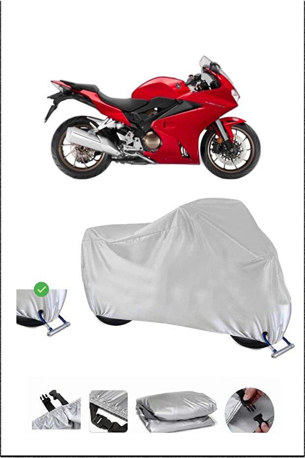 هوندا VFR800 قفل متوافق مع الماء دائم دراجة نارية القماش المشمع-رمادي
