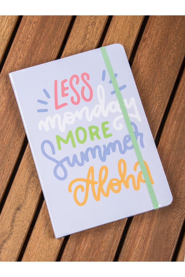 " Less Monday , More Summer " Kalın Kapaklı Çizgili Lastikli Defter – 80 Yaprak - 2