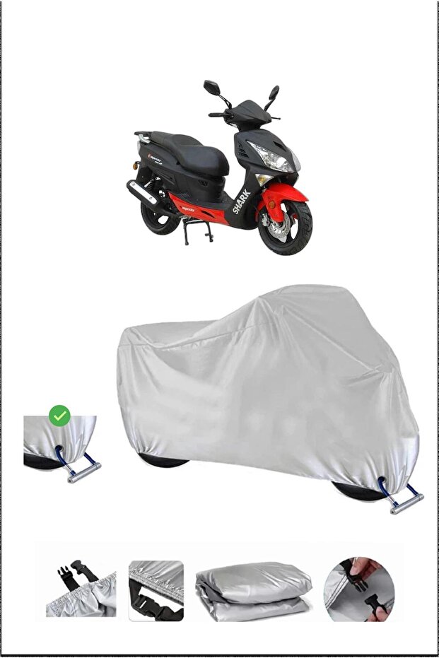 Asian Shark150 Lock Compatible Waterproof Durable Motorcycle Canvas-Gray