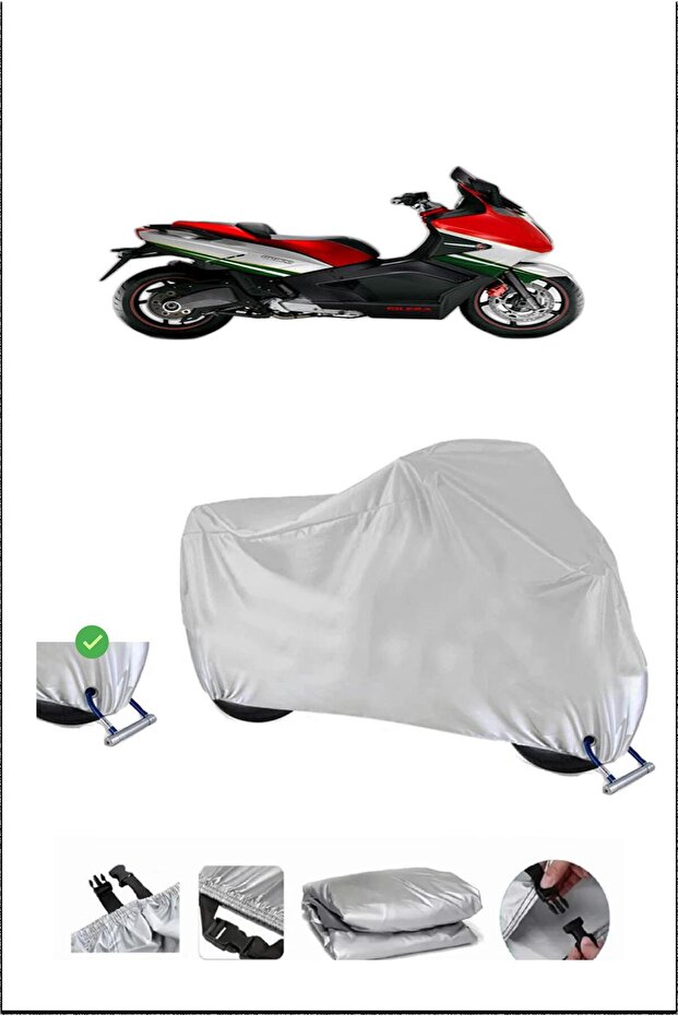 Gilera Gp800 Lock Compatible Waterproof Durable Motorcycle Canvas-Gray
