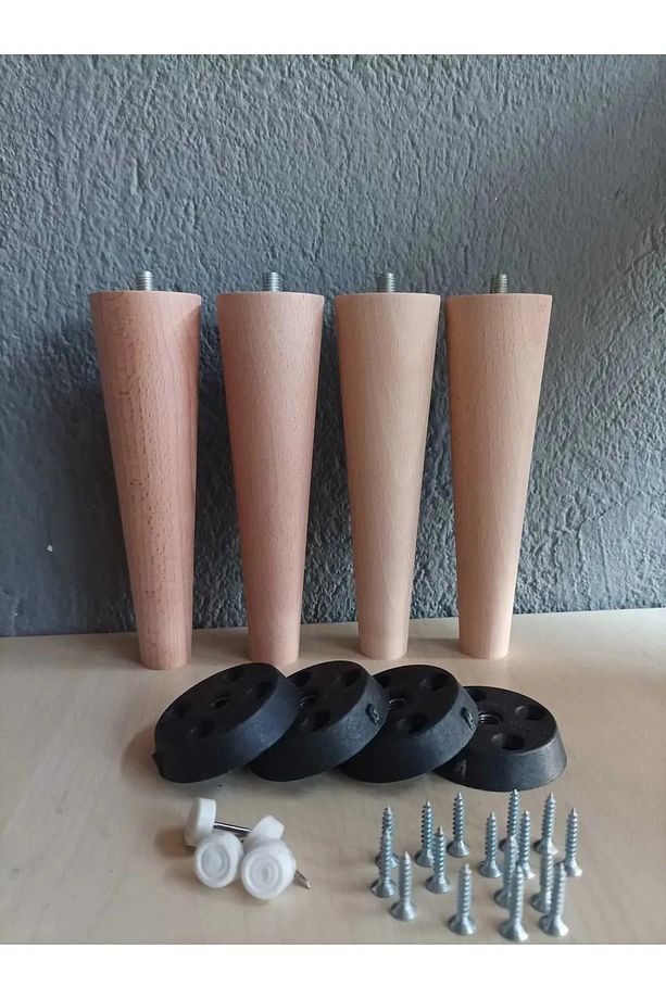 30 cm ahşap puf tabure ayak ham plastık aparatlı - 1