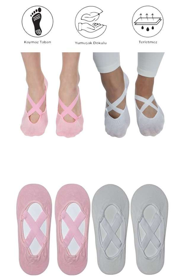 4 Pieces of Yoga Pilates Fitness Dance and Sports Socks with Anti-Slip Soles