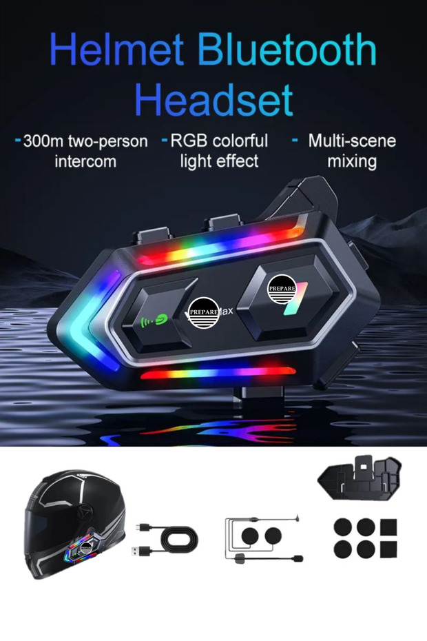 Intrcom 2 Kişi Eşleşmeli 300 Mt Kask Kulaklık 20MX Su Geçirmez Bluetooth Mtosiklet Intrcom Kulaklık - 2